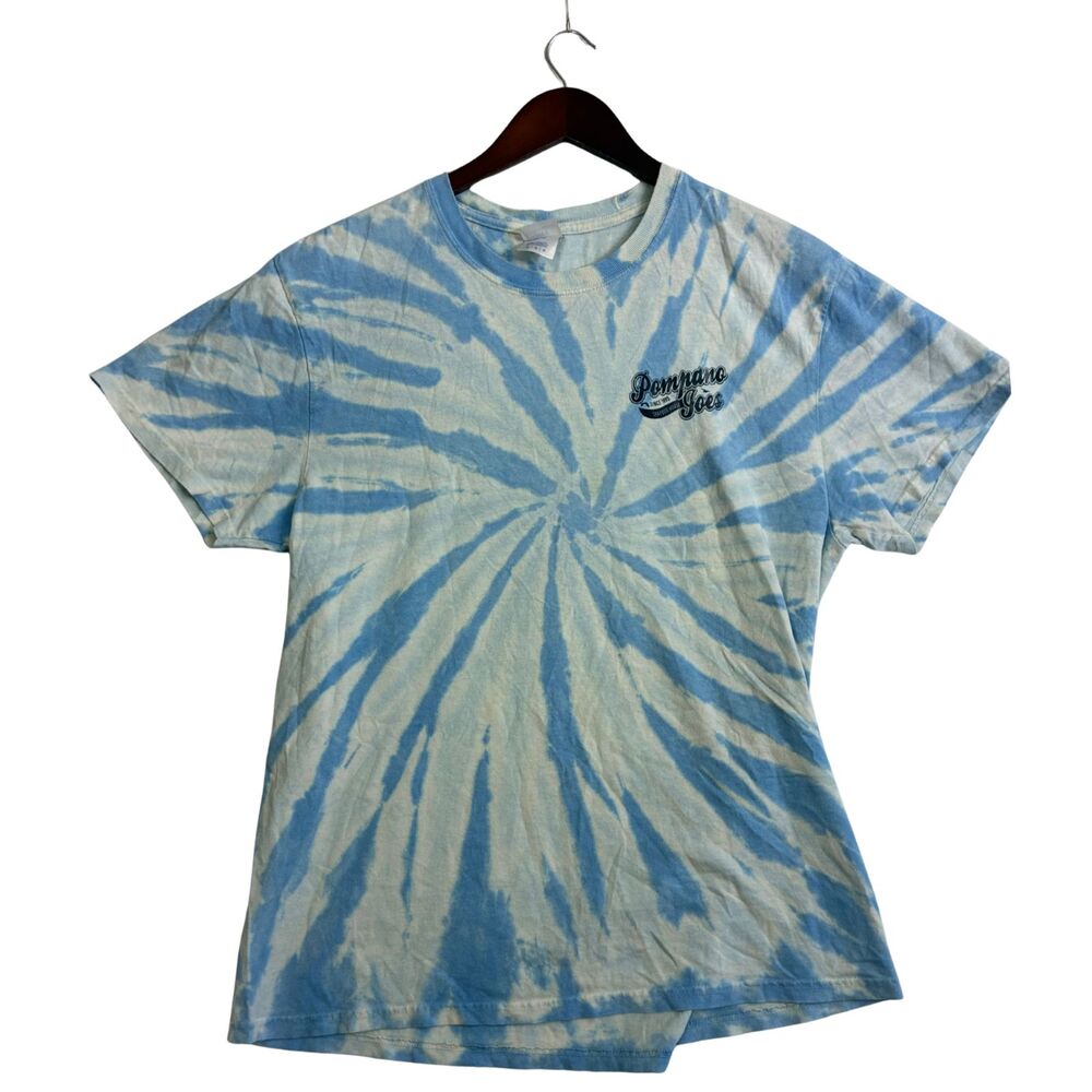 Pompanos Joe’s Seafood House Tie Dye T Shirt Large Destin Panama City Beach FL